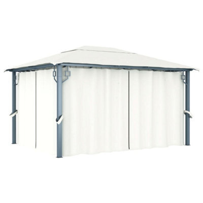 Berkfield Gazebo With Curtain 400 X 300 Cm Cream Aluminium - image 1