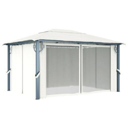 Berkfield Gazebo With Curtain 400 X 300 Cm Cream Aluminium - thumbnail 3