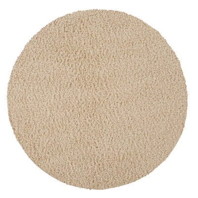 Livabliss Round Moda Shaggy-Solid Color Beige Plush Soft Pile Living Bedroom Rug 160 X 160 Cm Easy Care, Non Shedding - image 1
