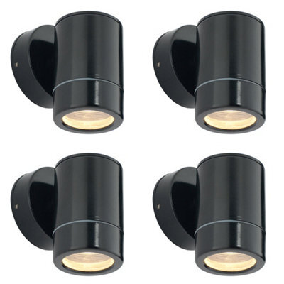 4 Pack Outdoor Ip65 Wall Downlight - Dimmable 7W Led Gu10 - Satin Black - image 1