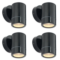 4 Pack Outdoor Ip65 Wall Downlight - Dimmable 7W Led Gu10 - Satin Black