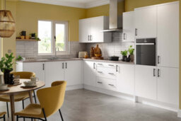 Kitchen Kit Larder Tall Unit 600mm W/ Slab Cabinet Door - Super Matt White - thumbnail 2