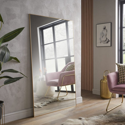 The Online Mirror Shop Leaner Mirror Islington Rectangular Shape With Brushed Gold Metal Frame- H 150Cm X W 85Cm For Hanging In Bedroom, Dressing Table - image 1