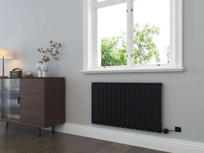 G-Rad Matt Black Electric Flat Panel Horizontal Cast Iron Radiator - (H) 600 X (W) 1020mm - image 1