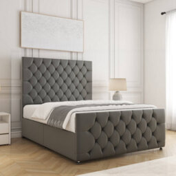 Bsspoke Maya Divan Bed Grey Plush Velvet 54Inch Headboard & 20Inch Footboard No Mattress No Drawers In 3Ft 4Ft 4Ft6 5Ft 6Ft - thumbnail 3