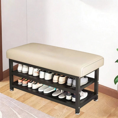 White 100Cm Shoe Bench With Cushion - image 1