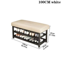 White 100Cm Shoe Bench With Cushion - thumbnail 2