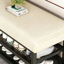 White 100Cm Shoe Bench With Cushion - thumbnail 3