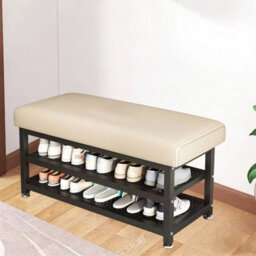 White 100Cm Shoe Bench With Cushion - thumbnail 1