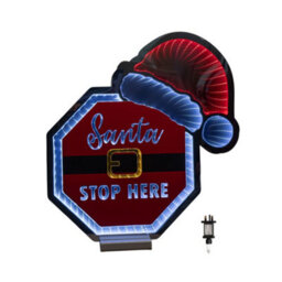 Samuel Alexander 40Cm Light Up Christmas Santa Stop Here Sign With Hat Infinity Decoration & Leds - thumbnail 9