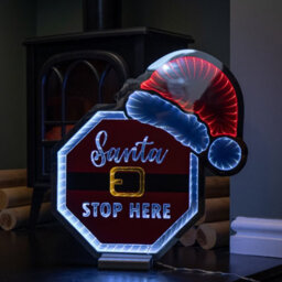 Samuel Alexander 40Cm Light Up Christmas Santa Stop Here Sign With Hat Infinity Decoration & Leds - thumbnail 8
