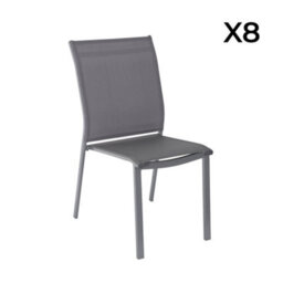 Sweeek - Acacia Wood And Aluminium Garden Table 200Cm + 8 Chairs Anthracite - Eldora + Buffalo - thumbnail 6