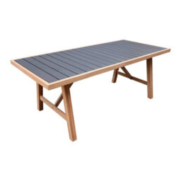 Sweeek - Acacia Wood And Aluminium Garden Table 200Cm + 8 Chairs Anthracite - Eldora + Buffalo - thumbnail 3