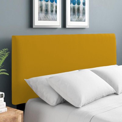 "Adore Designs Plain Victoria Plush Velvet 4Ft6 Double 20"" Headboard -  Turmeric"