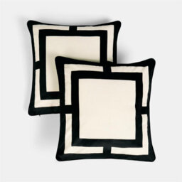 Ohs 2 X Square Print Matte Velvet Decorative Cushion Covers, Mono