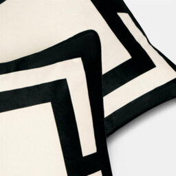 Ohs 2 X Square Print Matte Velvet Decorative Cushion Covers, Mono - thumbnail 2