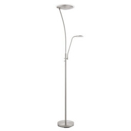 Luminosa Lighting Luminosa Alassio Led 1 Light Floor Lamp Satin Chrome, And Frosted Plastic - thumbnail 2