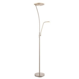 Luminosa Lighting Luminosa Alassio Led 1 Light Floor Lamp Satin Chrome, And Frosted Plastic