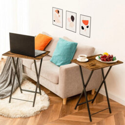 2 Pack Folding Tray Side Sofa Coffee Bedside End Tables - thumbnail 4