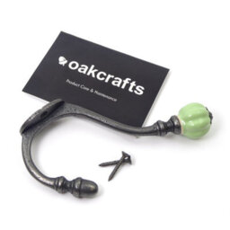 Oakcrafts - Ceramic Tipped Shabby Chic Cast Iron Coat Hook 125mm (Green) - Pack Of 4 Hooks - thumbnail 3