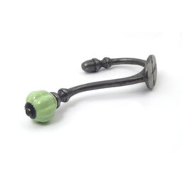 Oakcrafts - Ceramic Tipped Shabby Chic Cast Iron Coat Hook 125mm (Green) - Pack Of 4 Hooks - thumbnail 2