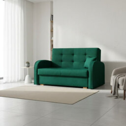 Sofa Bed Viva Gold Ii With Storage Free Standing Upholstered Back Wooden Legs Sleeping Area 133X98X85Cm Green
