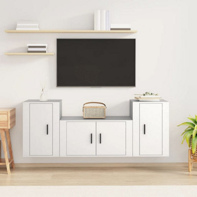 Berkfield 3 Piece Tv Cabinet Set White Engineered Wood - image 1