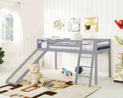 Home Detail Newark Wooden Cabin Mid-Sleeper Kids Single Bunk Bed With Slide Grey Left Or Right Orientation - image 1