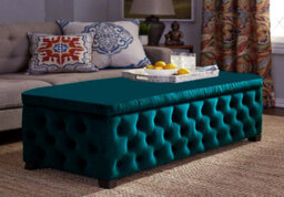100Cm Empire Ottoman Storage Box - Emerald Green Plush Velvet Chesterfield Upholstered Coffee Table