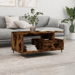 Berkfield Coffee Table Smoked Oak 90X49X45 Cm Engineered Wood - thumbnail 1