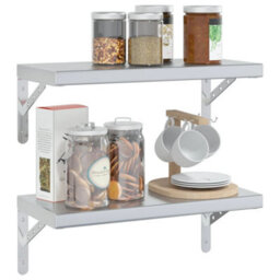 Berkfield Wall Shelves 2 Pcs 50X23.5X3 Cm Silver Stainless Steel - thumbnail 4