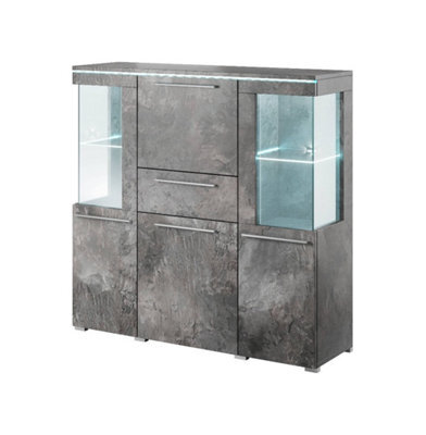 Arte Stylish India 46 Display Cabinet 1300mm In Schiefer - Elegant Storage Solution W1300mm H1280mm D390mm - image 1
