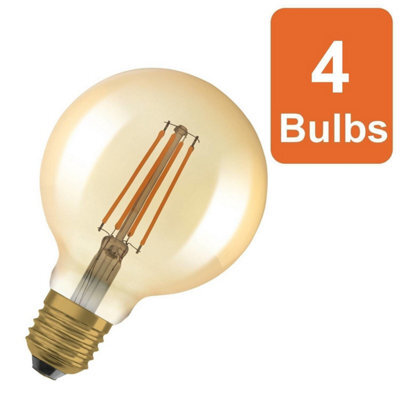Osram Vintage 1906 Globe 95 55 Filament Dim Lamp 6.5W 824 Gold E27 4 Pack - image 1