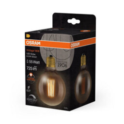 Osram Vintage 1906 Globe 95 55 Filament Dim Lamp 6.5W 824 Gold E27 4 Pack - thumbnail 3