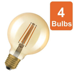 Osram Vintage 1906 Globe 95 55 Filament Dim Lamp 6.5W 824 Gold E27 4 Pack - thumbnail 1