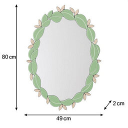 Melody Maison Pink & Green Oval Floral Art Deco Wall Mirror 80Cm X 49Cm - thumbnail 9