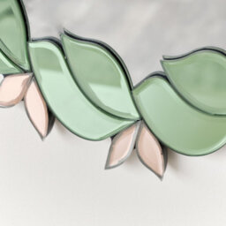Melody Maison Pink & Green Oval Floral Art Deco Wall Mirror 80Cm X 49Cm - thumbnail 4