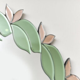 Melody Maison Pink & Green Oval Floral Art Deco Wall Mirror 80Cm X 49Cm - thumbnail 3