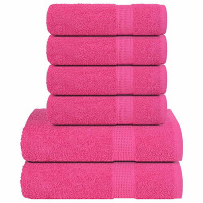Berkfield 6 Piece Towel Set Pink 360 Gsm 100% Cotton - image 1