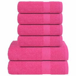 Berkfield 6 Piece Towel Set Pink 360 Gsm 100% Cotton - thumbnail 1