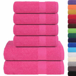 Berkfield 6 Piece Towel Set Pink 360 Gsm 100% Cotton - thumbnail 2