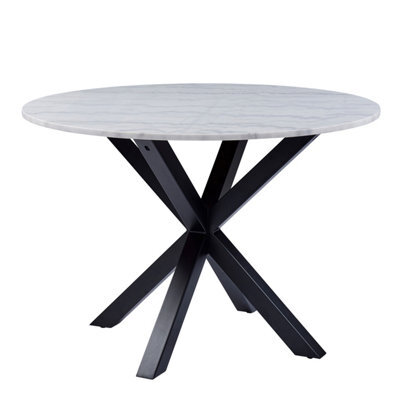 Furniture To Go Heaven Round Dining Table With White Polished Marble Top (L) 110Cm Seats Up To 4 - image 1