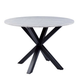 Furniture To Go Heaven Round Dining Table With White Polished Marble Top (L) 110Cm Seats Up To 4 - thumbnail 1