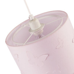 Happy Homewares Soft Pink Cotton Fabric Childrens Pendant Shade With Butterfly Decor - thumbnail 5