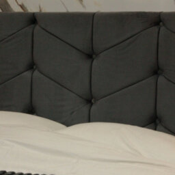 "Urban Textures Luxury 20"" Chevron High Velvet Fabric Upholstered Bed Headboard - Steel" - thumbnail 2