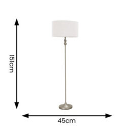 Valuelights Maggie Brushed Chrome Silver Candlestick Floor Lamp With Grey Fabric Lamp Shade - thumbnail 5