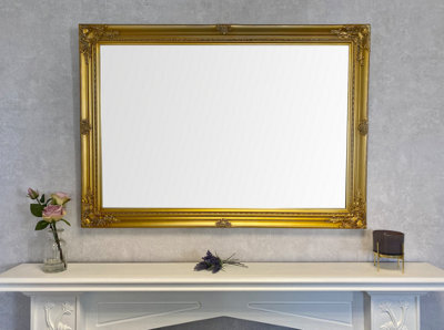 Downton Interiors Extra Large Antique Gold Wood Frame Wall Mirror 106Cm - image 1