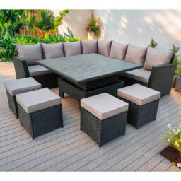 Rosen 11 Seater Rattan Sofa Cube Set With Aluminum Lift-Up Table & Rain Cover - thumbnail 2