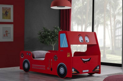 Plush Furniture Sam Fire Engine Children's Bed Frame In Red 3Ft Single (L196Xw96Xd105Cm) - image 1