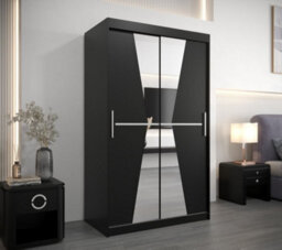 Arte Morocco Contemporary 2 Mirrored Sliding Door Wardrobe 5 Shelves 2 Rails Black Matt (H)2000mm (W)1200mm (D)620mm - thumbnail 2